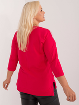 Bluză damă Mărime Mare cu print frunze- Roșu