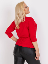 Bluză damă Mărimi Mari cu șnur și imprimeu- Roșu