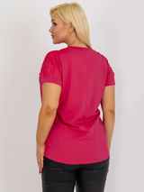 Bluză damă Mărimi Mari cu dantelă pe umăr- Fucsia