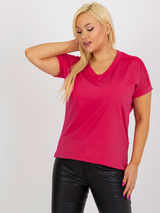 Bluză damă Mărimi Mari cu dantelă pe umăr- Fucsia