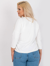 Bluză damă Mărimi Mari cu print și decolteu V- Ecru