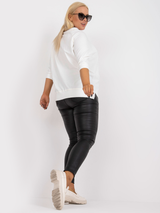 Bluză damă Mărimi Mari cu print și guler cu șnur- Ecru