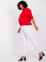 Bluză damă Mărimi Mari cu print floral- Roșu