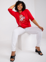 Bluză damă Mărimi Mari cu print floral- Roșu