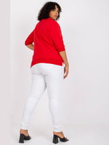 Bluză damă Mărimi Mari cu print floral- Roșu