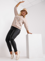 Bluză damă Mărimi Mari cu print pisicuțe- Bej