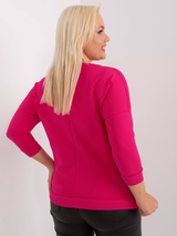 Bluză damă Plus Size cu print floral și strasuri- Fucsia