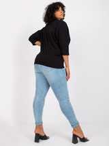 Bluză damă Plus Size cu print inimă aurie- Negru