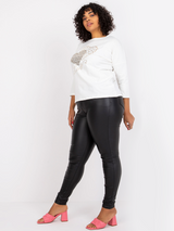 Bluză damă Plus Size cu print inimi aurii- Ecru