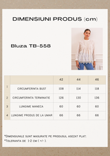 Bluză damă Plus Size elegantă cu broderie și dantelă- Ecru