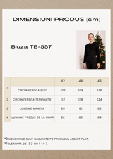 Bluză damă Plus Size elegantă din catifea devore cu model- Negru