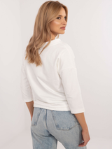 Bluză damă cu animal print și șnur- Ecru