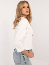 Bluză damă cu animal print și șnur- Ecru