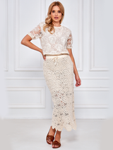 Bluză damă din tul cu flori brodate- Bej