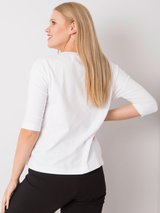 Bluză femei Mărimi Mari cu aplicație brodată- Alb