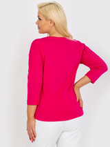 Bluză femei Plus Size cu print- Fucsia