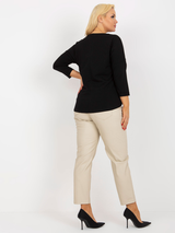 Bluză femei Plus Size cu print- Negru