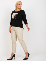 Bluză femei Plus Size cu print- Negru