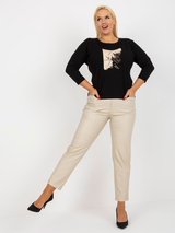 Bluză femei Plus Size cu print- Negru