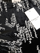 Bluză femei elegantă din catifea brodată- Negru/ Alb