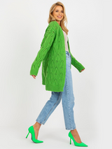 Cardigan damă ajurat cu lână- Verde