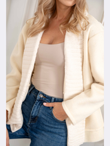 Cardigan damă cu guler șal- Crem