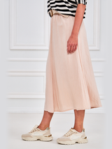 Fustă damă midi cu curea împletită- Crem