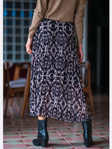 Fustă damă plisată midi lung- Animal print
