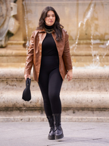 Pantaloni damă Mărimi Mari tip colant cu efect abdomen plat- Negru