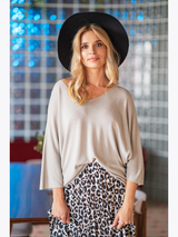 Pulover dama Marimi Mari chimono cu decolteu in V- Bej