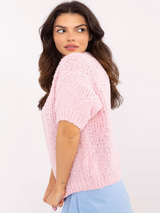 Pulover damă Oversize cu mânecă scurtă- Roz