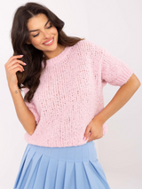 Pulover damă Oversize cu mânecă scurtă- Roz