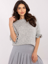 Pulover damă Plus Size cu mâneci 3/4- Gri