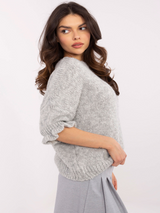 Pulover damă Plus Size cu mâneci 3/4- Gri