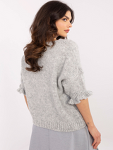 Pulover damă Plus Size cu mâneci 3/4- Gri