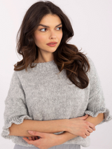 Pulover damă Plus Size cu mâneci 3/4- Gri