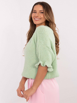 Pulover damă Plus Size cu mâneci 3/4- Verde Fistic
