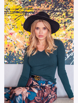 Pulover dama bazic cu decolteu in V- Verde smarald