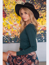 Pulover dama bazic cu decolteu in V- Verde smarald