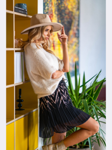 Pulover damă chimono cu mânecă scurtă- Crem