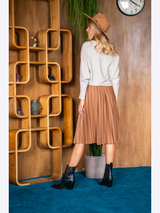 Pulover damă chimono cu nervuri fine- Bej