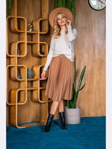 Pulover damă chimono cu nervuri fine- Bej