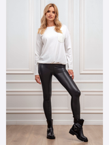 Pulover damă cu buzunar cu paiete- Alb