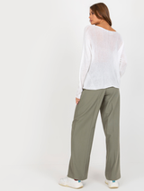 Pulover femei Marimi Mari cu perle ornament- Alb Ecru