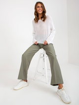 Pulover femei Marimi Mari cu perle ornament- Alb Ecru