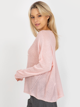 Pulover femei Marimi Mari cu perle ornament- Roz