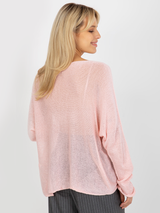 Pulover femei Marimi Mari cu perle ornament- Roz