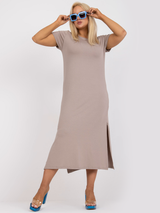 Rochie damă Mărimi Mari casual elegantă- Bej Capucino