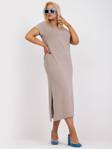 Rochie damă Mărimi Mari casual elegantă- Bej Capucino