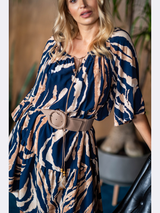 Rochie damă casual cu animal print- Bleumarin